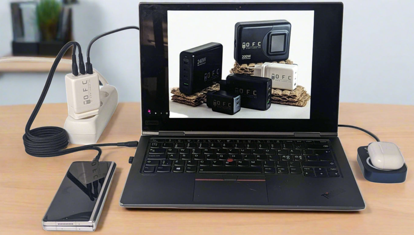 65 watt GaN lader pc iphone og andre dingser